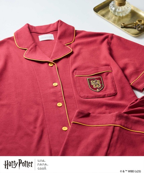 une nana cool（ウンナナクール）の「【ハリー・ポッターコラボ】Harry Potter × une nana cool 【綿100%】開襟半袖パジャマ（ルームウェア/パジャマ・レディース・レッド/イエロー/グリーン/ブルー・M/L）」の4枚目の写真