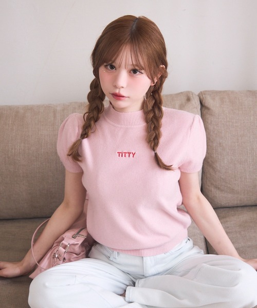 セール】ロゴ刺繍入り半袖ニット（ニット/セーター）｜TITTY&CO