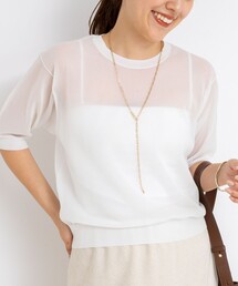 NOLLEY’S | 《手洗い可能》《アンサンブル対応》シアーラメ天竺5分袖プルオーバーニット(ニット/セーター)