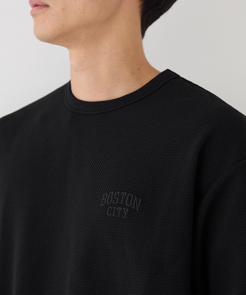 coca(coca)(コカ)の「エンボスワンポイント刺繍Tシャツ(Tシャツ/カットソー・メンズ・ブラック/ライトグレー・XL/M/L)」の12枚目の写真