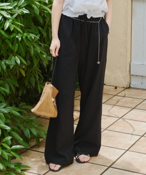 GIUNON（ジウノン）の「back frill drawstring pants / バックフリルドロストパンツ（その他パンツ・レディース・ホワイト/ブラック/グレー/ブルーグレー・0/1）」の3枚目の写真