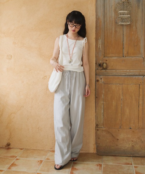 GIUNON（ジウノン）の「back frill drawstring pants / バックフリルドロストパンツ（その他パンツ・レディース・ホワイト/ブラック/グレー/ブルーグレー・0/1）」の22枚目の写真