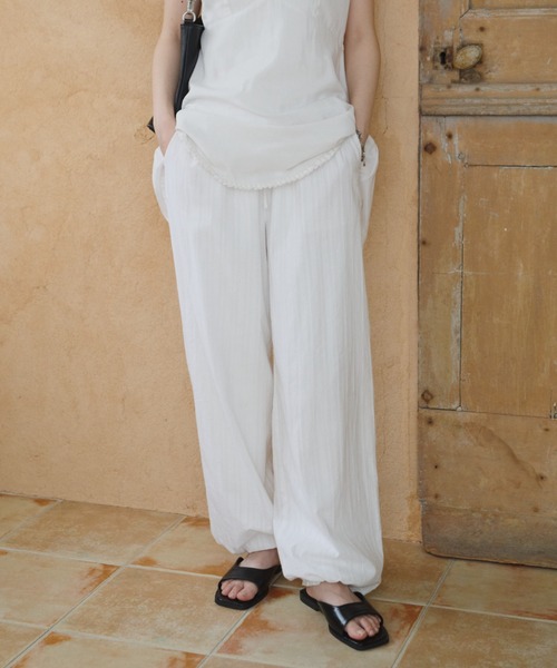 GIUNON（ジウノン）の「back frill drawstring pants / バックフリルドロストパンツ（その他パンツ・レディース・ホワイト/ブラック/グレー/ブルーグレー・0/1）」の18枚目の写真