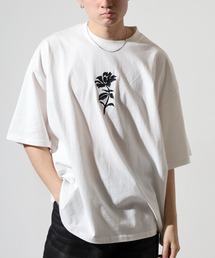 刺繍&プリントデザインコットンTシャツ