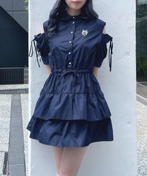 abc une face | ティアードシャツワンピース(ワンピース)