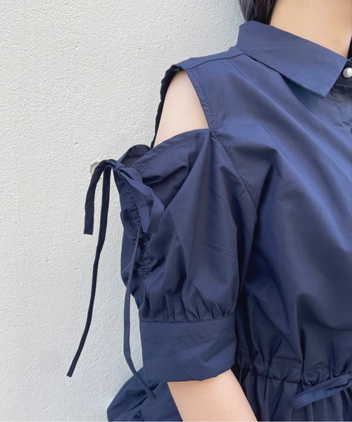 abc une face(アーベーセーアンフェイス)の「ティアードシャツワンピース(ワンピース・レディース・ブラック系その他/ブルー系その他/ブラック系その他2/ネイビー・FREE)」の8枚目の写真