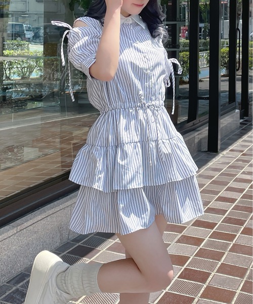 abc une face(アーベーセーアンフェイス)の「ティアードシャツワンピース(ワンピース・レディース・ブラック系その他/ブルー系その他/ブラック系その他2/ネイビー・FREE)」の10枚目の写真