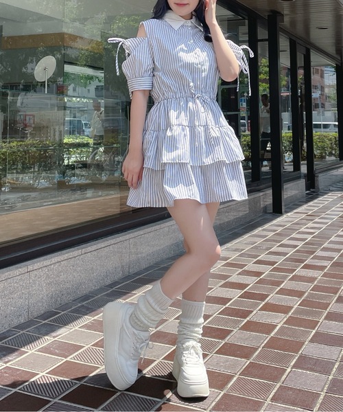 abc une face(アーベーセーアンフェイス)の「ティアードシャツワンピース(ワンピース・レディース・ブラック系その他/ブルー系その他/ブラック系その他2/ネイビー・FREE)」の13枚目の写真