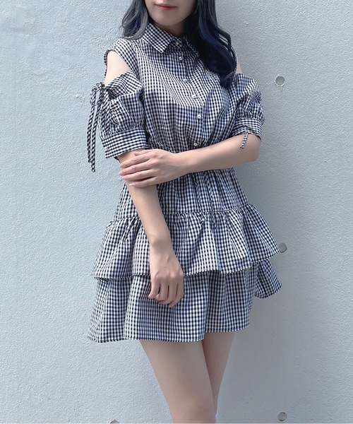 abc une face(アーベーセーアンフェイス)の「ティアードシャツワンピース(ワンピース・レディース・ブラック系その他/ブルー系その他/ブラック系その他2/ネイビー・FREE)」の16枚目の写真