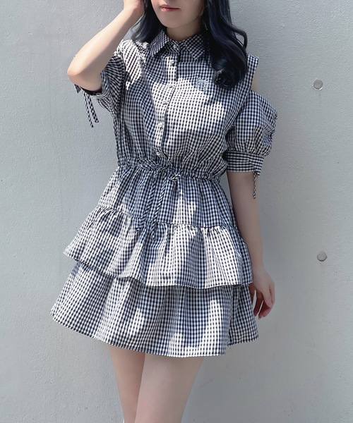 abc une face(アーベーセーアンフェイス)の「ティアードシャツワンピース(ワンピース・レディース・ブラック系その他/ブルー系その他/ブラック系その他2/ネイビー・FREE)」の15枚目の写真