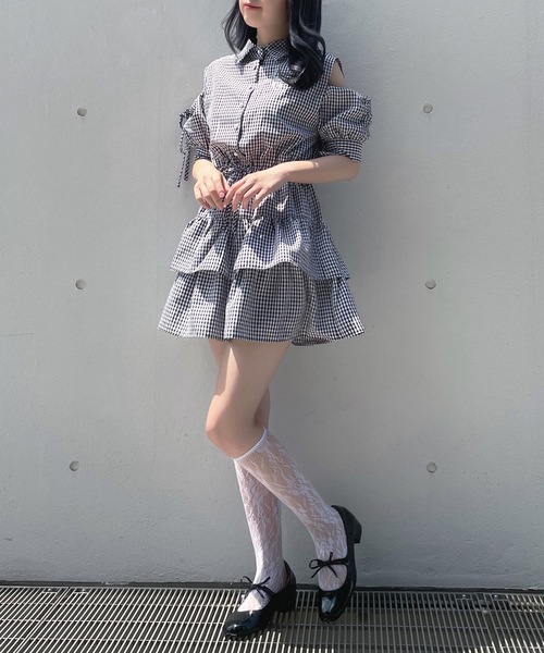 abc une face(アーベーセーアンフェイス)の「ティアードシャツワンピース(ワンピース・レディース・ブラック系その他/ブルー系その他/ブラック系その他2/ネイビー・FREE)」の18枚目の写真