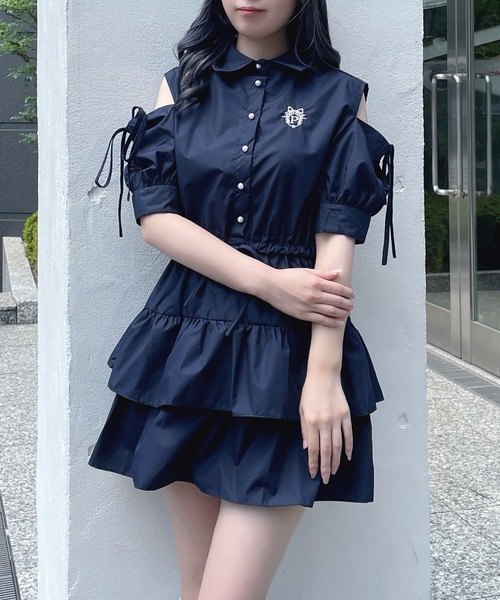 abc une face(アーベーセーアンフェイス)の「ティアードシャツワンピース(ワンピース・レディース・ブラック系その他/ブルー系その他/ブラック系その他2/ネイビー・FREE)」の21枚目の写真