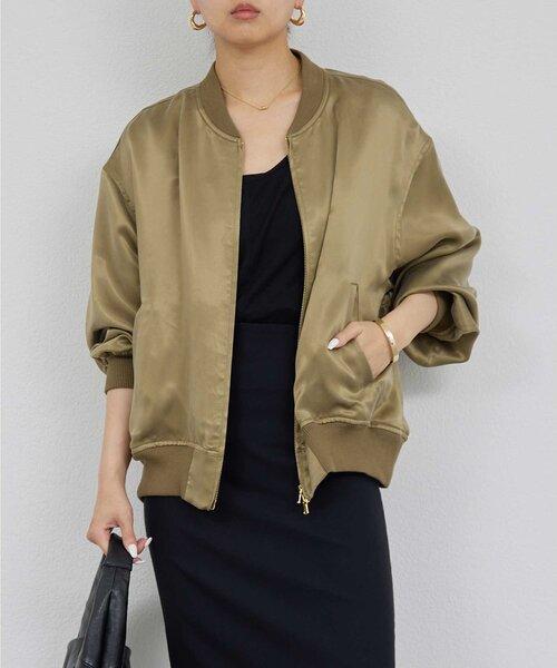 GALLARDAGALANTE(ガリャルダガランテ)の「キュプラサテンブルゾン(ベスト・レディース・ブラック/カーキ/ブラウン・FREE)」の2枚目の写真