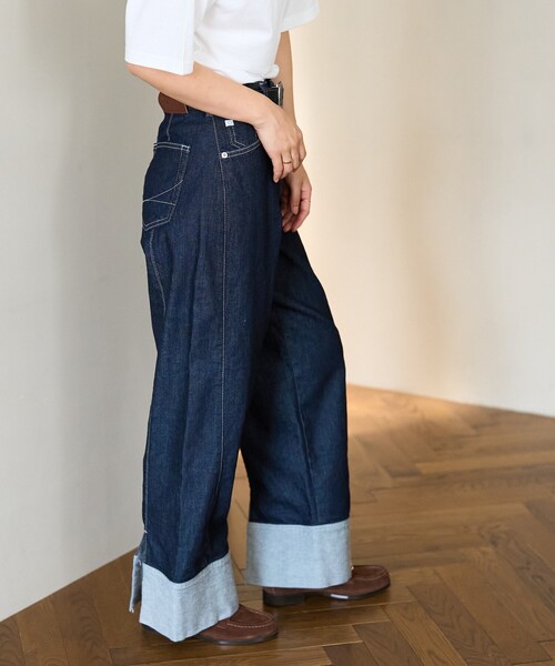 FREAK'S STORE(フリークスストア)の「SOMETHING × FREAK'S STORE/サムシング 別注 BACK SLIT LOOSE STRAIGHT/バックスリットルーズストレート/ストレートデニム(デニムパンツ・レディース・サックスブルー/ネイビー・SMALL/MEDIUM)」の5枚目の写真