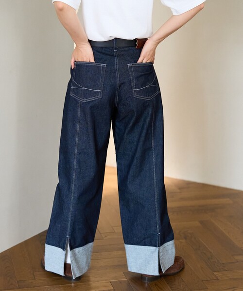 FREAK'S STORE(フリークスストア)の「SOMETHING × FREAK'S STORE/サムシング 別注 BACK SLIT LOOSE STRAIGHT/バックスリットルーズストレート/ストレートデニム(デニムパンツ・レディース・サックスブルー/ネイビー・SMALL/MEDIUM)」の6枚目の写真