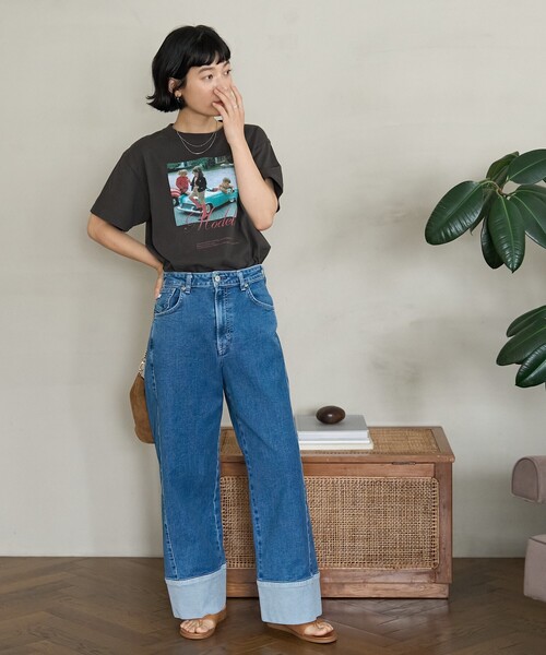 FREAK'S STORE(フリークスストア)の「SOMETHING × FREAK'S STORE/サムシング 別注 BACK SLIT LOOSE STRAIGHT/バックスリットルーズストレート/ストレートデニム(デニムパンツ・レディース・サックスブルー/ネイビー・SMALL/MEDIUM)」の8枚目の写真