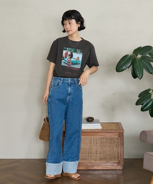 FREAK'S STORE(フリークスストア)の「SOMETHING × FREAK'S STORE/サムシング 別注 BACK SLIT LOOSE STRAIGHT/バックスリットルーズストレート/ストレートデニム(デニムパンツ・レディース・サックスブルー/ネイビー・SMALL/MEDIUM)」の9枚目の写真