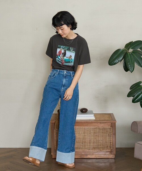 FREAK'S STORE(フリークスストア)の「SOMETHING × FREAK'S STORE/サムシング 別注 BACK SLIT LOOSE STRAIGHT/バックスリットルーズストレート/ストレートデニム(デニムパンツ・レディース・サックスブルー/ネイビー・SMALL/MEDIUM)」の10枚目の写真