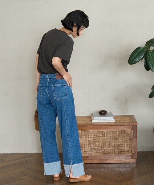 FREAK'S STORE(フリークスストア)の「SOMETHING × FREAK'S STORE/サムシング 別注 BACK SLIT LOOSE STRAIGHT/バックスリットルーズストレート/ストレートデニム(デニムパンツ・レディース・サックスブルー/ネイビー・SMALL/MEDIUM)」の12枚目の写真