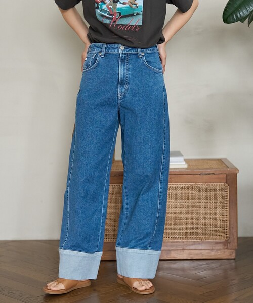 FREAK'S STORE(フリークスストア)の「SOMETHING × FREAK'S STORE/サムシング 別注 BACK SLIT LOOSE STRAIGHT/バックスリットルーズストレート/ストレートデニム(デニムパンツ・レディース・サックスブルー/ネイビー・SMALL/MEDIUM)」の15枚目の写真
