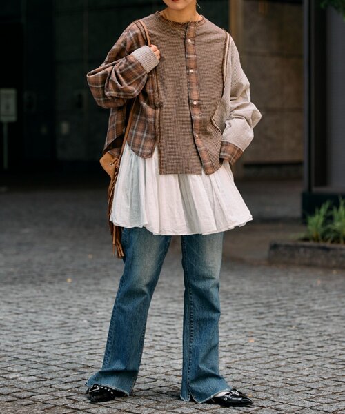 etsinta（エシンタ）の「etsintaリメイクオーバーシャツ（シャツ/ブラウス・レディース・ネイビー/ブラウン/ピンク・ONE SIZE）」の10枚目の写真