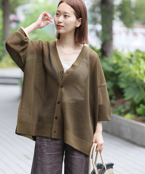 JOURNAL STANDARD relume（ジャーナルスタンダード　レリューム）の「《追加》メッシュカーディガン（カーディガン/ボレロ・レディース・ホワイト/ブラック/カーキ・FREE）」の3枚目の写真