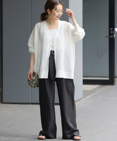 JOURNAL STANDARD relume（ジャーナルスタンダード　レリューム）の「《追加》メッシュカーディガン（カーディガン/ボレロ・レディース・ホワイト/ブラック/カーキ・FREE）」の5枚目の写真