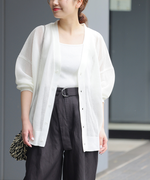 JOURNAL STANDARD relume（ジャーナルスタンダード　レリューム）の「《追加》メッシュカーディガン（カーディガン/ボレロ・レディース・ホワイト/ブラック/カーキ・FREE）」の8枚目の写真