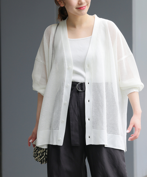 JOURNAL STANDARD relume（ジャーナルスタンダード　レリューム）の「《追加》メッシュカーディガン（カーディガン/ボレロ・レディース・ホワイト/ブラック/カーキ・FREE）」の9枚目の写真