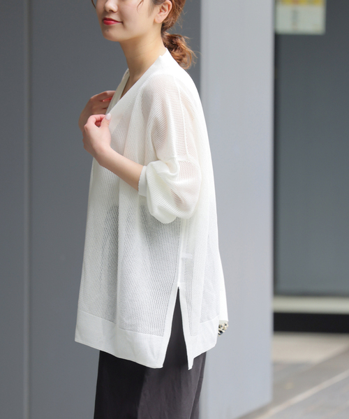 JOURNAL STANDARD relume（ジャーナルスタンダード　レリューム）の「《追加》メッシュカーディガン（カーディガン/ボレロ・レディース・ホワイト/ブラック/カーキ・FREE）」の10枚目の写真