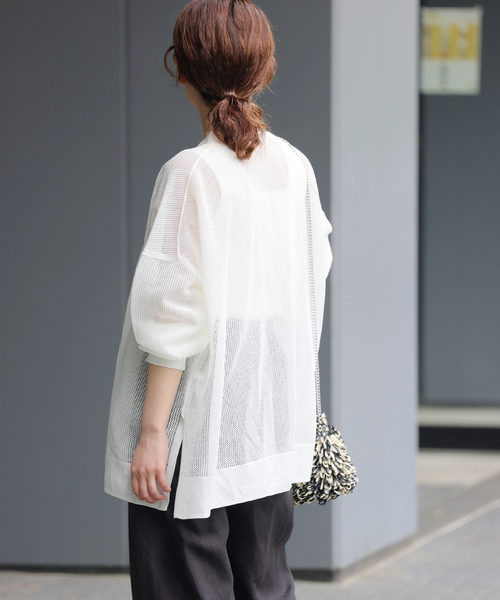 JOURNAL STANDARD relume（ジャーナルスタンダード　レリューム）の「《追加》メッシュカーディガン（カーディガン/ボレロ・レディース・ホワイト/ブラック/カーキ・FREE）」の11枚目の写真