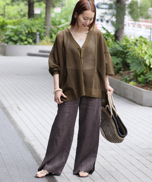 JOURNAL STANDARD relume（ジャーナルスタンダード　レリューム）の「《追加》メッシュカーディガン（カーディガン/ボレロ・レディース・ホワイト/ブラック/カーキ・FREE）」の12枚目の写真