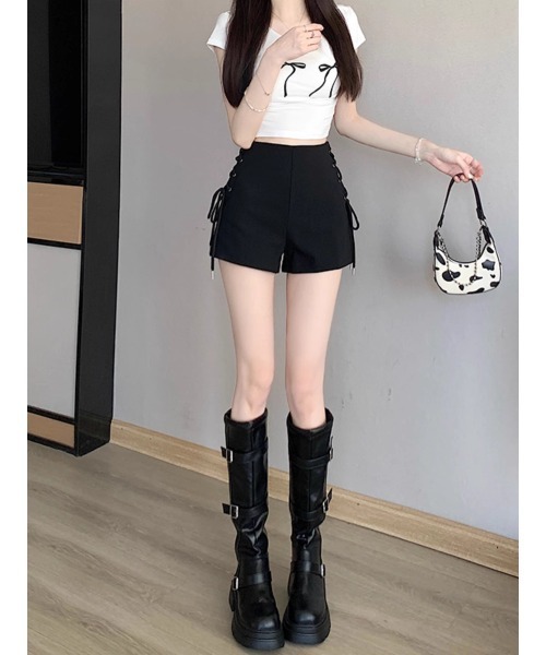 Ritzy（リッツィー）の「ハイウエストデザイン　リボンの結び目デザインショートパンツ（その他パンツ・レディース・ブラック・L/M）」の8枚目の写真