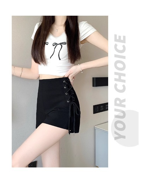 Ritzy（リッツィー）の「ハイウエストデザイン　リボンの結び目デザインショートパンツ（その他パンツ・レディース・ブラック・L/M）」の5枚目の写真