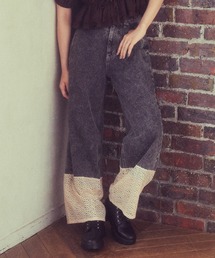 earth music&ecology | 裾レースデニムパンツ(デニムパンツ)
