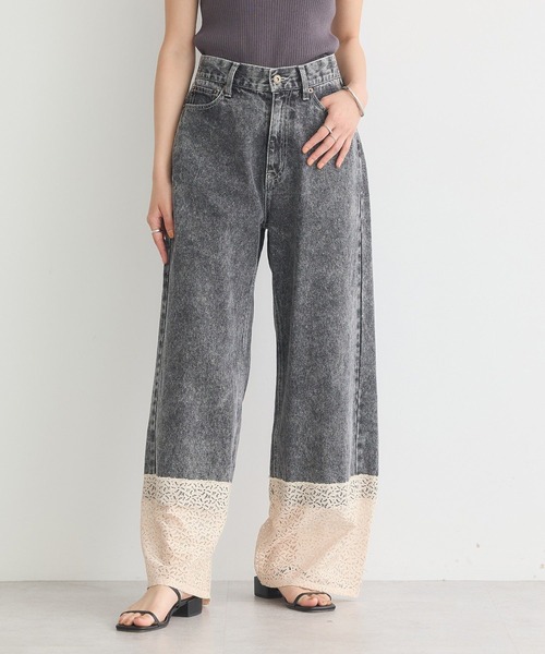 earth music&ecology（アースミュージックアンドエコロジー）の「裾レースデニムパンツ（デニムパンツ・レディース・ブラック・S/M）」の8枚目の写真