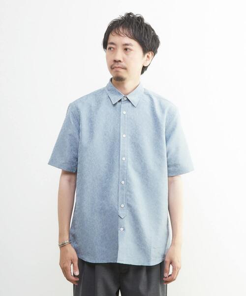 MEN'S MELROSE（メンズメルローズ）の「ボタニカルジャガード / 半袖レギュラーカラーシャツ（シャツ/ブラウス・メンズ・グリーン/ブルー・2/4/3）」の3枚目の写真