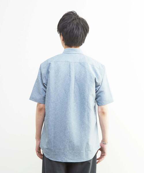 MEN'S MELROSE（メンズメルローズ）の「ボタニカルジャガード / 半袖レギュラーカラーシャツ（シャツ/ブラウス・メンズ・グリーン/ブルー・2/4/3）」の4枚目の写真