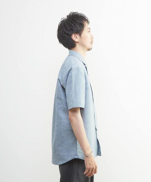 MEN'S MELROSE（メンズメルローズ）の「ボタニカルジャガード / 半袖レギュラーカラーシャツ（シャツ/ブラウス・メンズ・グリーン/ブルー・2/4/3）」の5枚目の写真