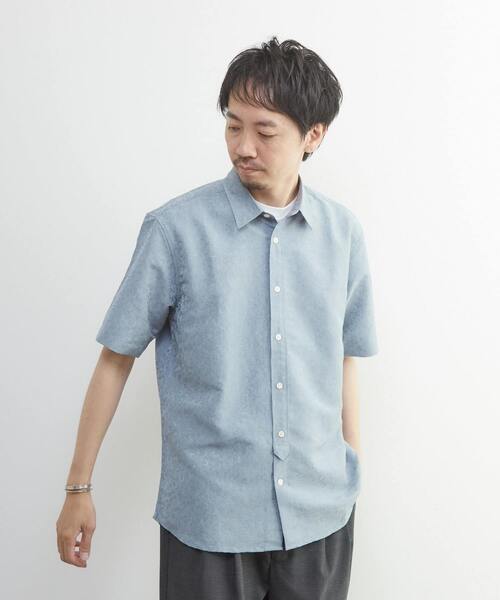 MEN'S MELROSE（メンズメルローズ）の「ボタニカルジャガード / 半袖レギュラーカラーシャツ（シャツ/ブラウス・メンズ・グリーン/ブルー・2/4/3）」の12枚目の写真