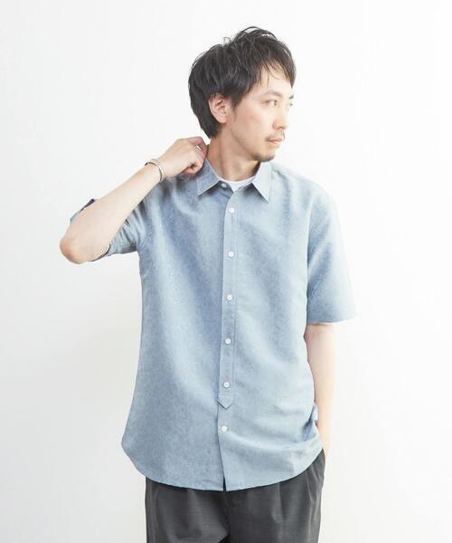 MEN'S MELROSE（メンズメルローズ）の「ボタニカルジャガード / 半袖レギュラーカラーシャツ（シャツ/ブラウス・メンズ・グリーン/ブルー・2/4/3）」の13枚目の写真