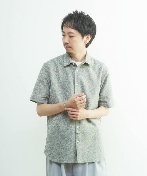 MEN'S MELROSE（メンズメルローズ）の「ボタニカルジャガード / 半袖レギュラーカラーシャツ（シャツ/ブラウス・メンズ・グリーン/ブルー・2/4/3）」の16枚目の写真