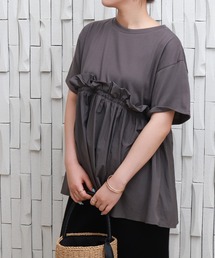 libelle more | フリル切り替えペプラム半袖Tシャツ(Tシャツ/カットソー)