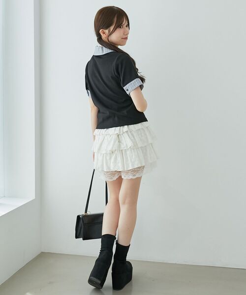 MAJESTIC LEGON（マジェスティックレゴン）の「シャツドッキングカットトップス（Tシャツ/カットソー・レディース・グレー系その他/ブルー系その他4/ブラック系その他/ネイビー・MEDIUM）」の6枚目の写真