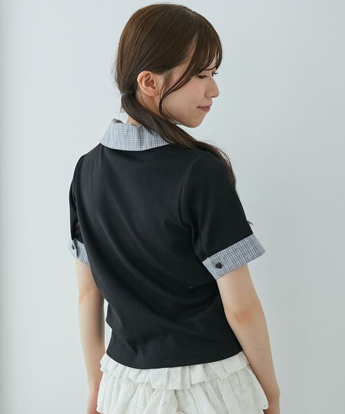 MAJESTIC LEGON（マジェスティックレゴン）の「シャツドッキングカットトップス（Tシャツ/カットソー・レディース・グレー系その他/ブルー系その他4/ブラック系その他/ネイビー・MEDIUM）」の9枚目の写真