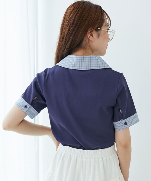 MAJESTIC LEGON（マジェスティックレゴン）の「シャツドッキングカットトップス（Tシャツ/カットソー・レディース・グレー系その他/ブルー系その他4/ブラック系その他/ネイビー・MEDIUM）」の17枚目の写真