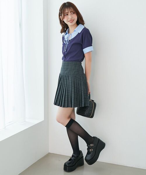 MAJESTIC LEGON（マジェスティックレゴン）の「シャツドッキングカットトップス（Tシャツ/カットソー・レディース・グレー系その他/ブルー系その他4/ブラック系その他/ネイビー・MEDIUM）」の20枚目の写真