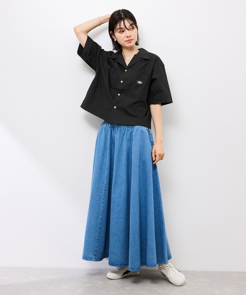 Dickies（ディッキーズ）の「【Dickies】コットンダンプクロップドシャツ（シャツ/ブラウス・レディース・サックスブルー/ホワイト系その他5/ブラック・38）」の5枚目の写真