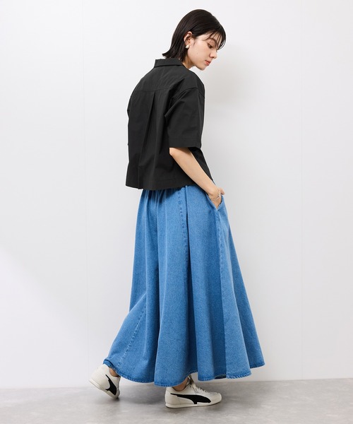 Dickies（ディッキーズ）の「【Dickies】コットンダンプクロップドシャツ（シャツ/ブラウス・レディース・サックスブルー/ホワイト系その他5/ブラック・38）」の7枚目の写真