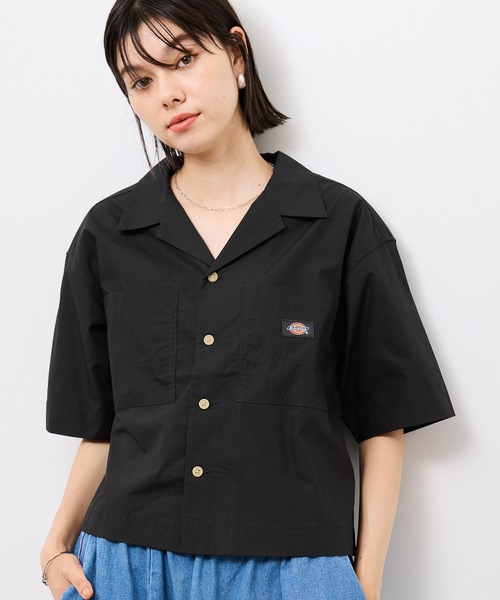 Dickies（ディッキーズ）の「【Dickies】コットンダンプクロップドシャツ（シャツ/ブラウス・レディース・サックスブルー/ホワイト系その他5/ブラック・38）」の8枚目の写真